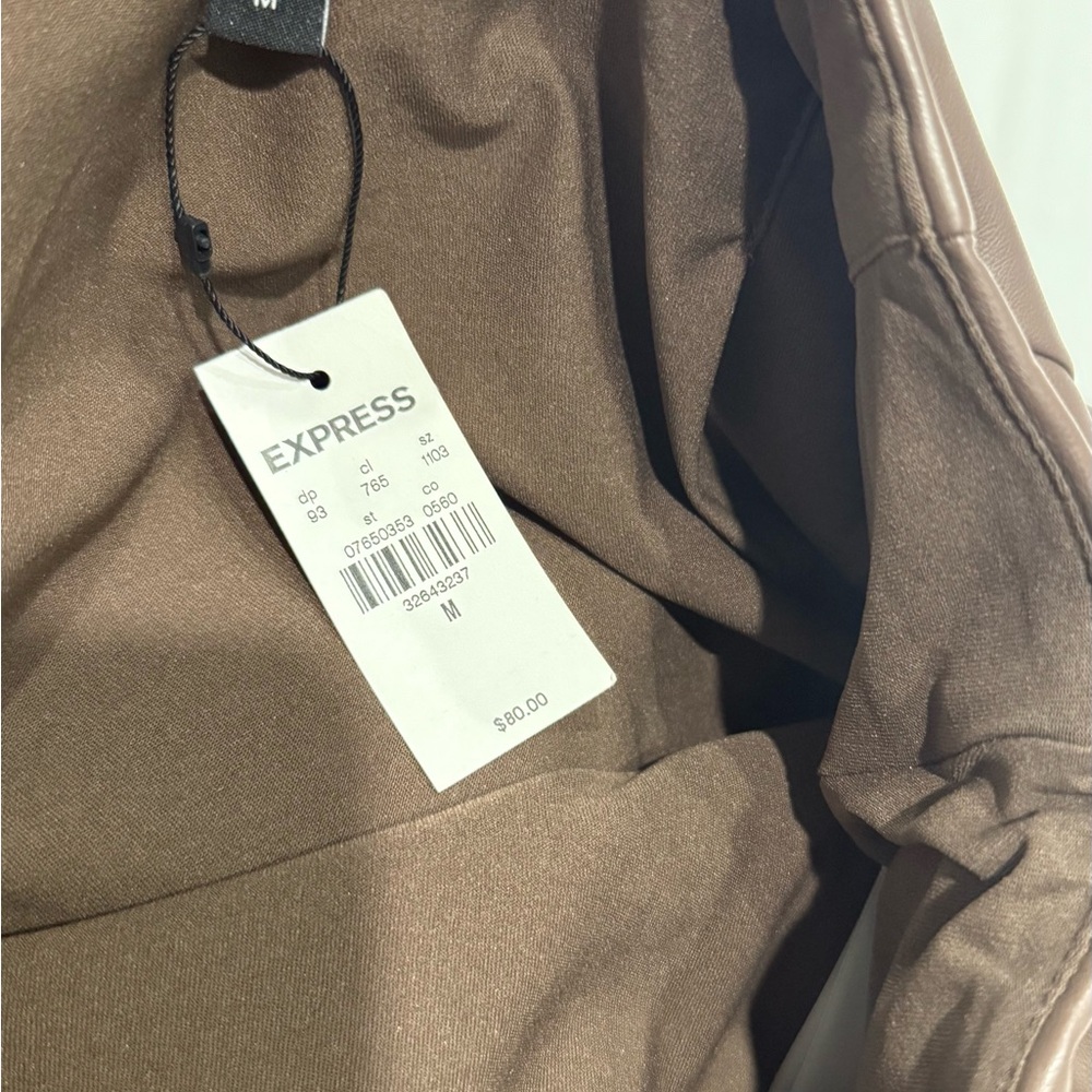 Express  Brown Faux Leather Skirt - Picture 2 of 3